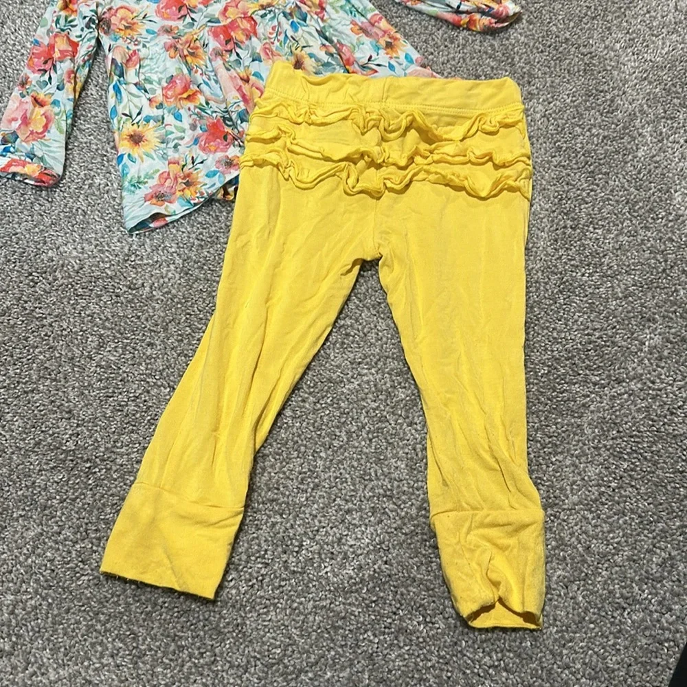 Birdie Bean Bamboo Olivia Peplum‎ and Ruffle legging set 12-18 months floral
